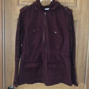 Maurices Jean Jacket with fabric hood and sleeves Womens Size XL